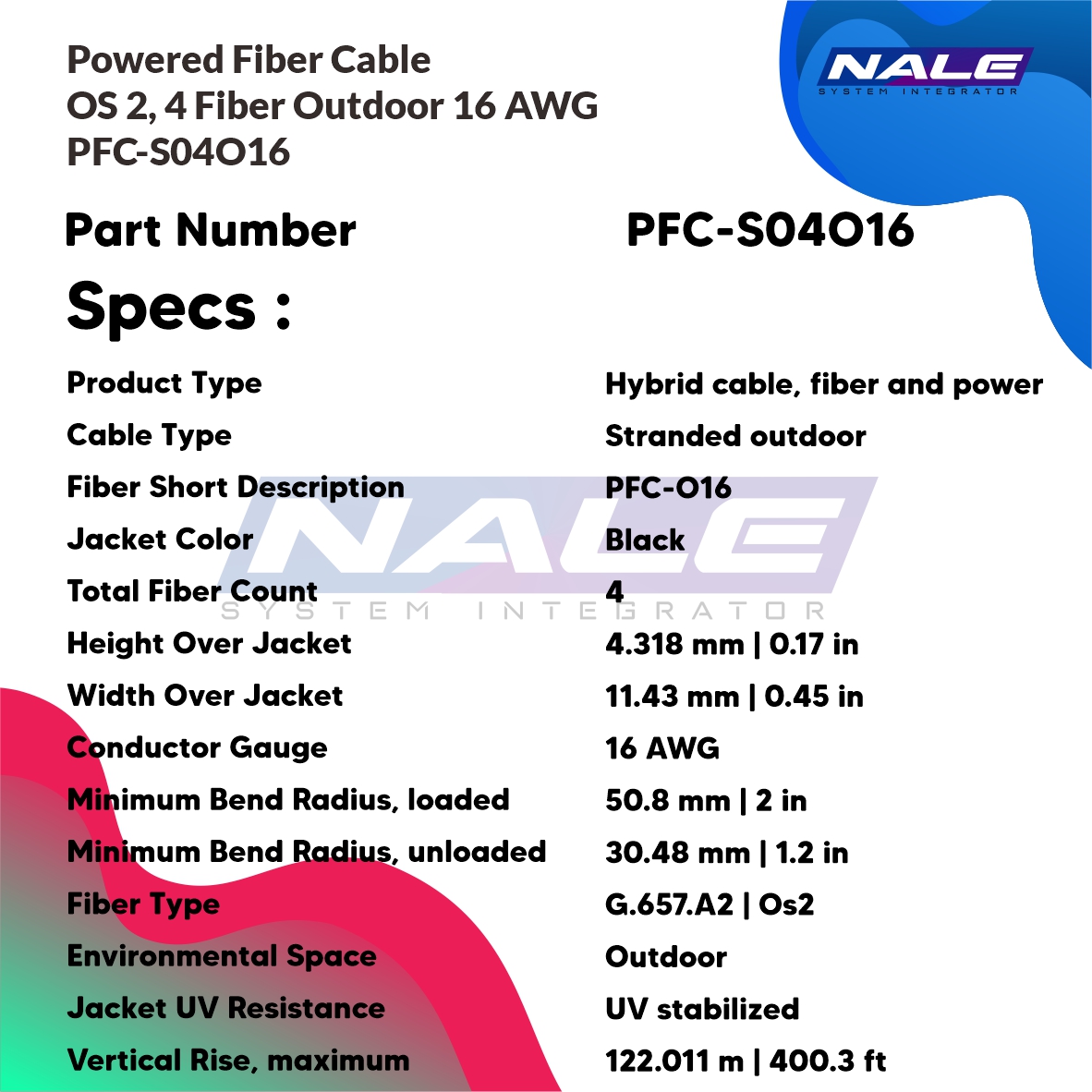 SLOTNE - Commscope Powered Fiber Outdoor Cable OS2, 4 Fiber 16 AWG PFC-S04O16 - 03 Powered Fiber Cable, OS2, 4 Fibers, Outdoor, 16AWG Conductor (PFC-S04O16) - Gambar 3